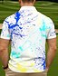 economico Polo da golf da uomo-Per uomo Golf Inchiostro splash Polo Polo Sportivi Manica Corta Magliette polo Camicie con Colletto Casual Athleisure Stampa 3D Bottoni Estate Nero Bianco