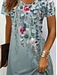 abordables Vestidos florales-Mujer Mini vestido Vestido informal Vestido estilo camiseta Vestido de verano Vestido de una línea Vacaciones Casual Boho Playa Ajuste regular Ombre Floral Graphic Manga Corta Escote en Pico En