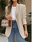 voordelige Blazers &amp; Kostuums-Dames Blazer Comfortabel Ademend Zak Knop Modieus Modern Effen Werk Dagelijks Normaal Strijkijzer Normale pasvorm Lange mouw bovenkleding Zwart Wit Khaki Lente Herfst