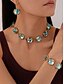 baratos Colar Feminino-gargantilha vintage banhada a ouro feminina com pulseira de cristal azul e brincos pendentes combinando - joia elegante para festas, coquetéis e eventos noturnos