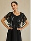baratos Tops elegantes-Capa de noite feminina com lantejoulas e miçangas, estilo xale, anos 1920, estilo retrô, para festa de casamento e vestido de noiva
