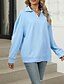voordelige Textured Hoodies en Sweatshirts-Dames Trui-sweatshirt Sweatshirts Effen Streetwear Casual Lange mouw V-hals Normale tops Straat Feestdagen Uitgaan Zwart Blozend Roze Licht Grijs Licht Blauw Herfst Winter