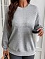 billige Kvinne Enkle Topper-Dame Pullover عادي Gatemote Fritid Behagelig Langermet Crew-hals Vanlige topper Gate Ferie Ut på byen Svart Grå Høst