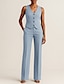 billige Mammas buksedresser-Buksedress 3 Deler Sett Mor til bruden Tuxedo Bryllupsgjest Elegant Blazer Revers Ankellengde Reddot Lang Erme med Lommer
