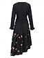 abordables Robes Bohémiennes-Femmes Robe Midi Robe bohème Robe Imprimée Robe occidentale Mode Extérieur Vacances Week-end Coupe régulière Uni manche longue Col en V Noir Été