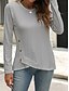 abordables T-shirt uni-Femmes Chemisier Couleur Unie Élégant Occasionnel manche longue Col ras du cou Hauts Réguliers Quotidien Boutons Noir Blanche Bleu Violet Orange Été Printemps Automne