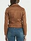 abordables Vestes en simili cuir-Femmes Veste Décontractée Gilet en daim Coupe-vent Chaud Fermeture éclair Avec Poches Mode Moderne Occasionnel Couleur Unie Sortir Week-end Fermeture éclair Régulier Revers en Pointe Coupe régulière