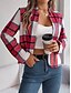abordables Manteaux 3D-Femmes Veste Décontractée Confortable Respirant Imprimé Occasionnel Plaid Vacances Rue Tenue quotidienne Sortir Ouvert devant Court Col montant Coupe régulière manche longue Vêtements d&#039;extérieur