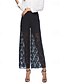 economico gamba larga e vita alta-Per donna Gamba larga Pantaloni Eleganti Streetwear Casual Lunghezza intera Naturale Semplice Pizzo Patchwork Elastico in vita Confortevole Ferie Uscire Verde translucido Nero Bianco Blu scuro Autunno
