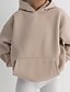 baratos Moletons e Sweatshirts Texturizados-Mulheres Pulôver Moletom Com Capuz Tecido Roupa de rua Casual Manga Longa Com Capuz Tops regulares Rua Feriado Bolsos Preto Branco cáqui Outono Inverno