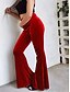 billige Ensfarvede leggings-Dame Flared bukser kinesisk Mode Gade Afslappet Fuld længde Høj Talje Vanlig comfy Blød Bekvem Elastisk udendørs Gade Sort Rød Kaffe Grå Forår Vinter Slank Pasform