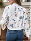 baratos jaqueta bomber-Mulheres Jaqueta Bomber Jaqueta casual Confortável Respirável Zíper Bolsos Imprimir Casual Floral Férias Rua Casual Roupa Diária Zíper Curto Colarinho Chinês Normal Manga Longa agasalhos Branco Rosa