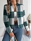 abordables Manteaux 3D-Femmes Veste Décontractée Confortable Respirant Imprimé Occasionnel Plaid Vacances Rue Tenue quotidienne Sortir Ouvert devant Court Col montant Coupe régulière manche longue Vêtements d&#039;extérieur