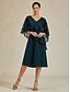 voordelige Eenvoudige jurk-Dames Theelengte Formele jurk A lijn jurk Capejurk Elegant Bruiloft Bruiloft gast Cocktailparty Normale pasvorm Effen Halve mouw V-hals Donkergroen Zomer Lente Herfst