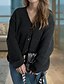billige Cardigans og overtøj-Dame Bluse Cardigan Mode Gade Daglig Helfarve Rillet V-hals Strikket Langærmet Almindelige toppe Strikke Ferie I-byen-tøj Weekend Sort Hvid Forår Efterår