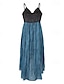 ieftine Rochii Boho-Pentru femei Rochii Midi Rochie de epoca Rochie de vară Rochie Slip Rochie occidentală Modă Clasic Modern Vacanță Zilnic Ieșire Fit regulat Floare Fără manșon Bretele Spagheti Albastru piscină Vară