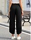 abordables Pantalón liso de lino y algodón-Mujer Pantalones de lino y algodón Chinos Moda Básico Longitud total Alta cintura Plano Bolsillo Correa Comodidad Al Aire Libre Microelástico Vacaciones Calle Diario Ejército verde Negro Azul Piscina