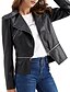 abordables Vestes en simili cuir-Femmes Veste en Similicuir Confortable Fermeture intégrale Mode street style Uni Extérieur Décontracté Quotidien Régulier Col Rabattu Coupe régulière manche longue Vêtements d&#039;extérieur Noir Rouge