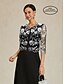 preiswerte Blazer &amp; Anzüge-Damen Blazer Leicht Spitze Bestickt Elegant Blumen Formell Kurz Rundhalsausschnitt Normale Passform Dreiviertelarm Oberbekleidung Schwarz Sommer Frühling