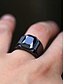 abordables Bijoux pour hommes-Bague homme en alliage noir avec pierre précieuse noire carrée – bague tendance pour un style décontracté ou de soirée