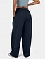 abordables jambe large et taille haute-Femmes Jambe large Slacks Streetwear Occasionnel Longueur complète Naturel Uni Avec Poches Conception à cordon élastique Confortable Rue Fête Rouge bordeaux Noir Vert Véronèse Marron clair Automne