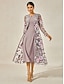 preiswerte Teelänge-A-Linie Brautmutterkleid Elegant Abnehmbar Rundhalsausschnitt Tee-Länge Chiffon Spitze Langarm mit Spitze Rüschen 2025