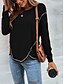 abordables T-shirt uni-Blouse femme couleur unie élégante décontractée col rond à manches longues tops réguliers quotidiens patchwork noir rose vin kaki bleu clair automne préautomne