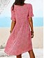 voordelige Bloemenjurken-Dames Mini-jurk Fit And Flare-jurk Casual Buiten Uitgaan Normale pasvorm Bloemig Korte mouw Ronde hals Licht Blauw Geel Rood Donkerblauw Zomer Lente