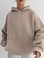 baratos Moletons e Sweatshirts Texturizados-Mulheres Pulôver Moletom Com Capuz Tecido Roupa de rua Casual Manga Longa Com Capuz Tops regulares Rua Feriado Bolsos Preto Branco cáqui Outono Inverno