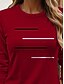 abordables Camiseta a rayas y geométrica-Camiseta de manga larga para mujer Cuello Redondo Túnica Gráfica Geométrica Vintage Elegante Clásica Cuello Redondo Tops Regulares Impresión Diaria Rosa Roja Azul Morado Marrón Otoño Preotoño