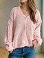 billige Cardigans og overtøj-Dame Bluse Cardigan Mode Gade Daglig Helfarve Rillet V-hals Strikket Langærmet Almindelige toppe Strikke Ferie I-byen-tøj Weekend Sort Hvid Forår Efterår