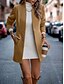 abordables Abrigos de Invierno-Mujer Abrigo Mantiene abrigado Cómodo Bolsillo Moda Moderno Plano Trabajo Diario Frente Abierto Regular Escote Chino Ajuste regular Manga Larga Ropa de calle Negro Marrón Caqui Otoño Invierno