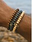 abordables Bijoux pour hommes-Ensemble de bracelets en bois pour hommes avec croix et perles – Bracelets extensibles de style rustique naturel pour un usage décontracté, de plage ou spirituel