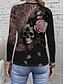 levne Tričko Skull &amp; Bone-Dámské tričko s grafikou lebek květinové vintage stylové klasické s dlouhým rukávem kulatý výstřih pravidelné topy každodenní potisk prachová růžová jaro podzim zima