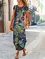 preiswerte Blumenkleid-Damen Maxikleid Etui-Kleid T-Shirt-Kleid Lässig Boho Hochzeitsgast Täglich Date Blumen Grafik Langarm Rundhalsausschnitt Blau Grün Grau Frühling Herbst Winter