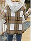 abordables Manteaux d&#039;Hiver-Femmes Veste Décontractée Veste à Capuche Confortable Respirant Boutons Imprimé Occasionnel Plaid Vacances Rue Occasionnel Tenue quotidienne Simple Boutonnage Régulier À capuche Coupe Ample manche