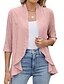 cheap Coats &amp; Trench Coats-Women&#039;s Casual Jacket Comfortable Breathable Ruffle Cut Out Casual Plain Vacation Street Daily Wear Going out Open Front Regular Collarless Regular Fit 3/4 Length Sleeve Outerwear Black White Pink