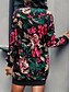 billiga Blommig klänning-Kvinnors Sweatshirt Klänning Mini Klänning Sweater Klänning Shift Klänning Semester Casual Boho Utomhus Regular Fit Blommig Grafik Lång Ärma Crewneck Röd svart Rosa Grön Grå Höst Vinter