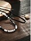 abordables Bijoux pour hommes-Ensemble de colliers de plage 3 pièces pour homme – perles en résine noires et blanches, pendentif coquillage et chaîne en corde cirée – bijoux de style surfeur pour l&#039;été, les festivals et les tenues décontractées