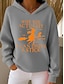 tanie Halloween bluza i hoodie-Damskie Bluza z kapturem i bluzą Graficzny Halloween Czarownica Zabytkowe Moda Zachodni Długi rękaw Kaptur Zwykłe topy Ulica Na co dzień Święto Nadruk Przednia kieszeń Czarny Fioletowy Pomarańczowy