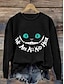 abordables Sweatshirt et Hoodie d&#039;Halloween-Femmes Sweatshirt Pull Graphique Animal Lettre Mode Occasionnel manche longue Col ras du cou Hauts Réguliers Rue Tenue Quotidienne Occasionnel Imprimé Noir Vert Claire Orange Automne Hiver