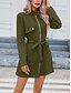 voordelige Winterjassen-Dames Vrijetijdsjas Houd Warm Comfortabel Veters Vetoketju Zak Casual Effen Vakantie Straat Casual Alledaagse kleding Rits Lang Opstaand Slank Lange mouw bovenkleding Zwart Blozend Roze Groen Lente