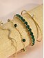 voordelige Damesarmband-Set van 4 elegante armbanden van legering met verstelbare ketting voor dames in goudkleurige, groene kristalkleur – modieuze accessoires voor feesten, bruiloften en speciale gelegenheden