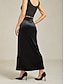 voordelige Formele Rokken-Dames Elegant Vintage Lange Lengte Maxi Hoge taille Rokken Rekbaar Zwart Herfst