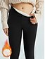 baratos Leggings forradas de fleece-Mulheres Leggings Ativo Férias Moda Comprimento total Cintura Alta Côr Sólida Respirabilidade Macio Confortável Com Stretch Vinho Azul marinho Preto Cinzento Primavera Outono Inverno Normal