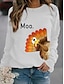 economico Felpa e Hoodie di Halloween-felpe da donna di Halloween, grafiche, animali, casual, maniche lunghe, girocollo, normali, da strada, casual, da indossare tutti i giorni, stampate, bianche, rosse, arancioni, verdi, primavera,