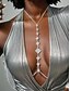 economico Collana da donna-Catena per il corpo da donna in argento con strass a forma di diamante - gioiello glamour con scollatura profonda per feste serali, abbigliamento da discoteca, matrimoni e occasioni speciali