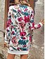 billiga Blommig klänning-Kvinnors Sweatshirt Klänning Mini Klänning Sweater Klänning Shift Klänning Semester Casual Boho Utomhus Regular Fit Blommig Grafik Lång Ärma Crewneck Röd svart Rosa Grön Grå Höst Vinter