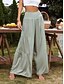 baratos Calça de linho de algodão simples-Mulheres Calças de linho de algodão Perna larga chinês Básico Casual Comprimento total Cintura Alta Tecido Cintura elástica Confortável Macio Com Stretch Ao ar livre Rua Preto Branco Azul Roxo Claro