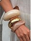 abordables Pulsera de mujer-Brazaletes gruesos de resina y metal para mujer: pulseras llamativas para mujer, estilo minimalista retro, ideales para fiestas, uso diario y atuendos casuales.